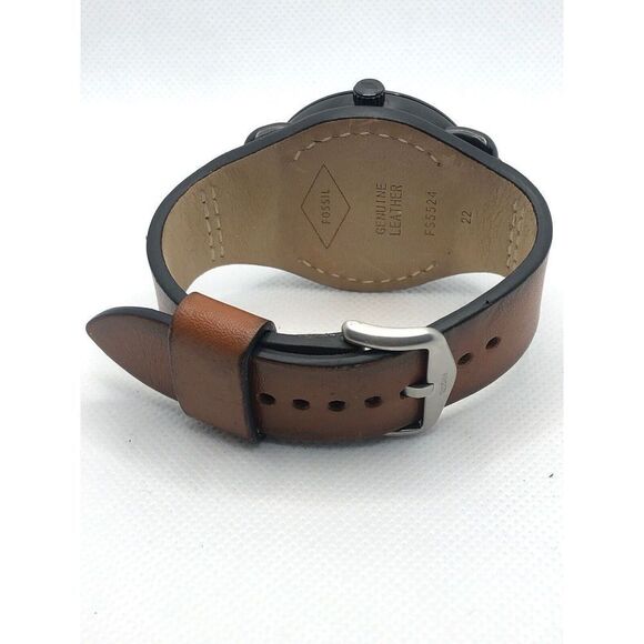 Fossil FS5524 Unisex Brown Leather Analog Black Dial Quartz Genuine Watch HO338 - Picture 9 of 9